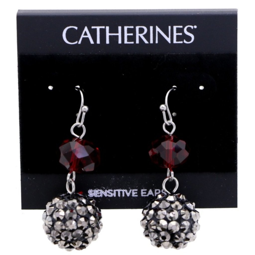 320 Catherines Red And Silver Sparkly Dangles 10$